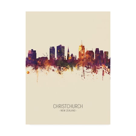 Michael Tompsett 'Christchurch New Zealand Skyline Portrait III' Canvas Art,18x24